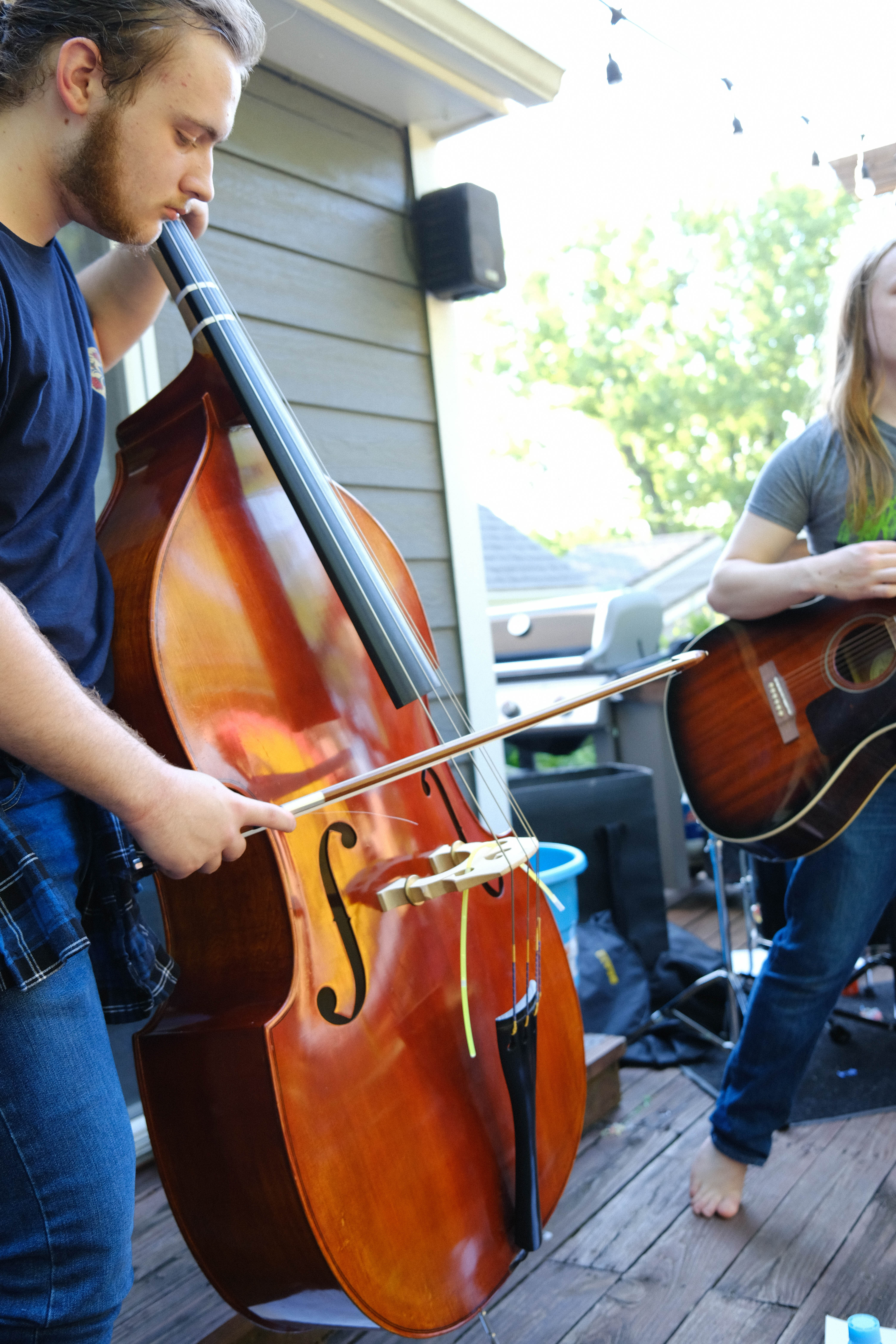 A picture of Gordon playing his upright bass